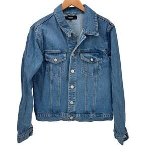 Hudson Jean Jacket Womens 1X Cropped Fit Blue Denim Trucker Button Up Classic